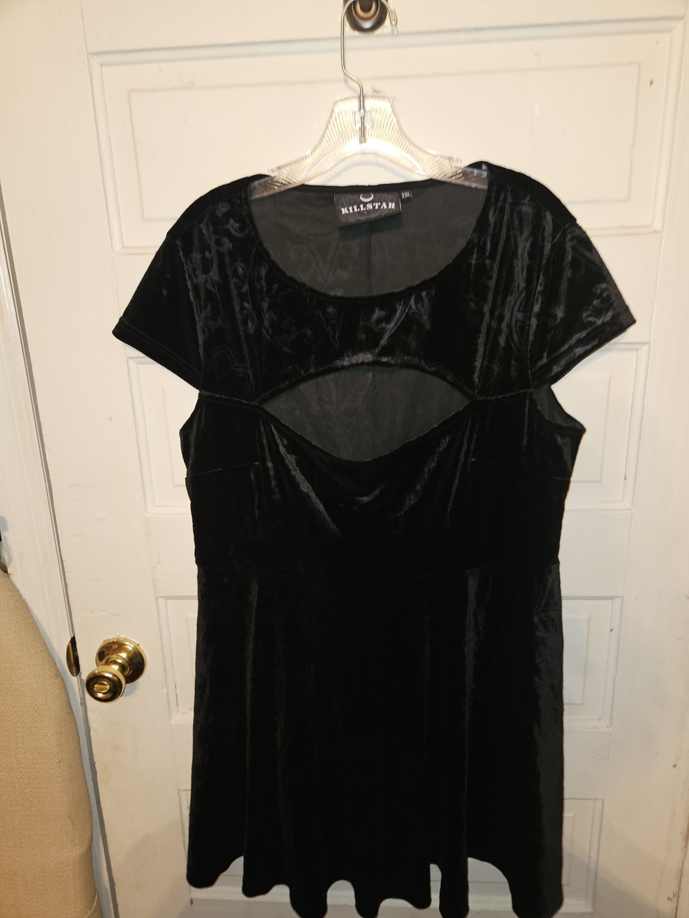 Killstar Black Velvet Mesh Panel Skater Mini Dress